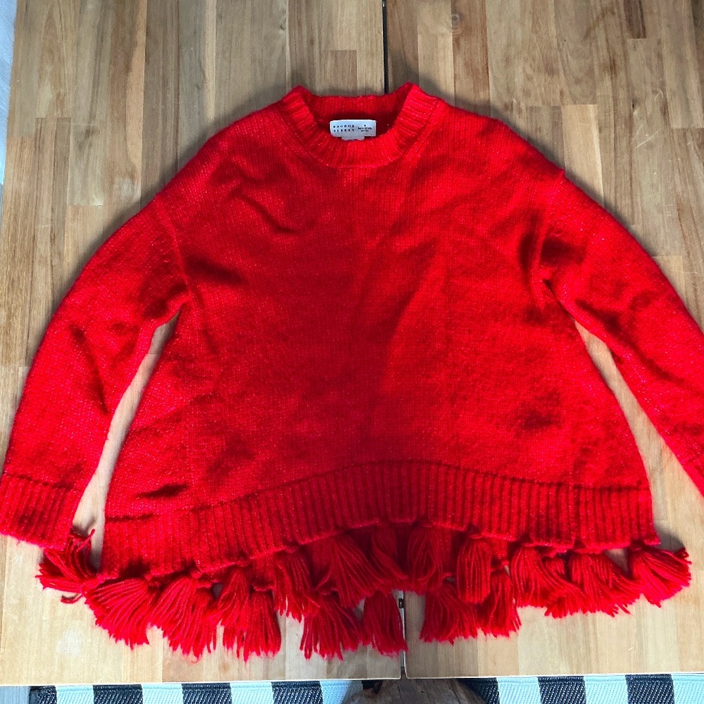 Kate Spade Brooke Street red tassels alpaca sweater